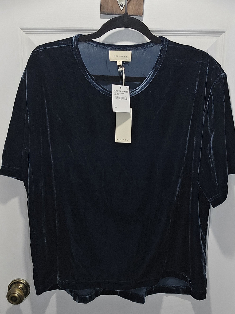 Melloday Womens Teal Velvet Short Sleeve Shirt